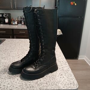 Women's Black Lace-Up Boots